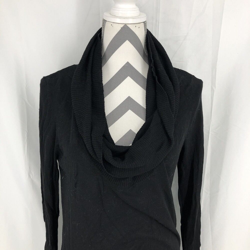 H&M Black Long Sleeve Cowl Neck Knit Mini Sweater Dress Medium